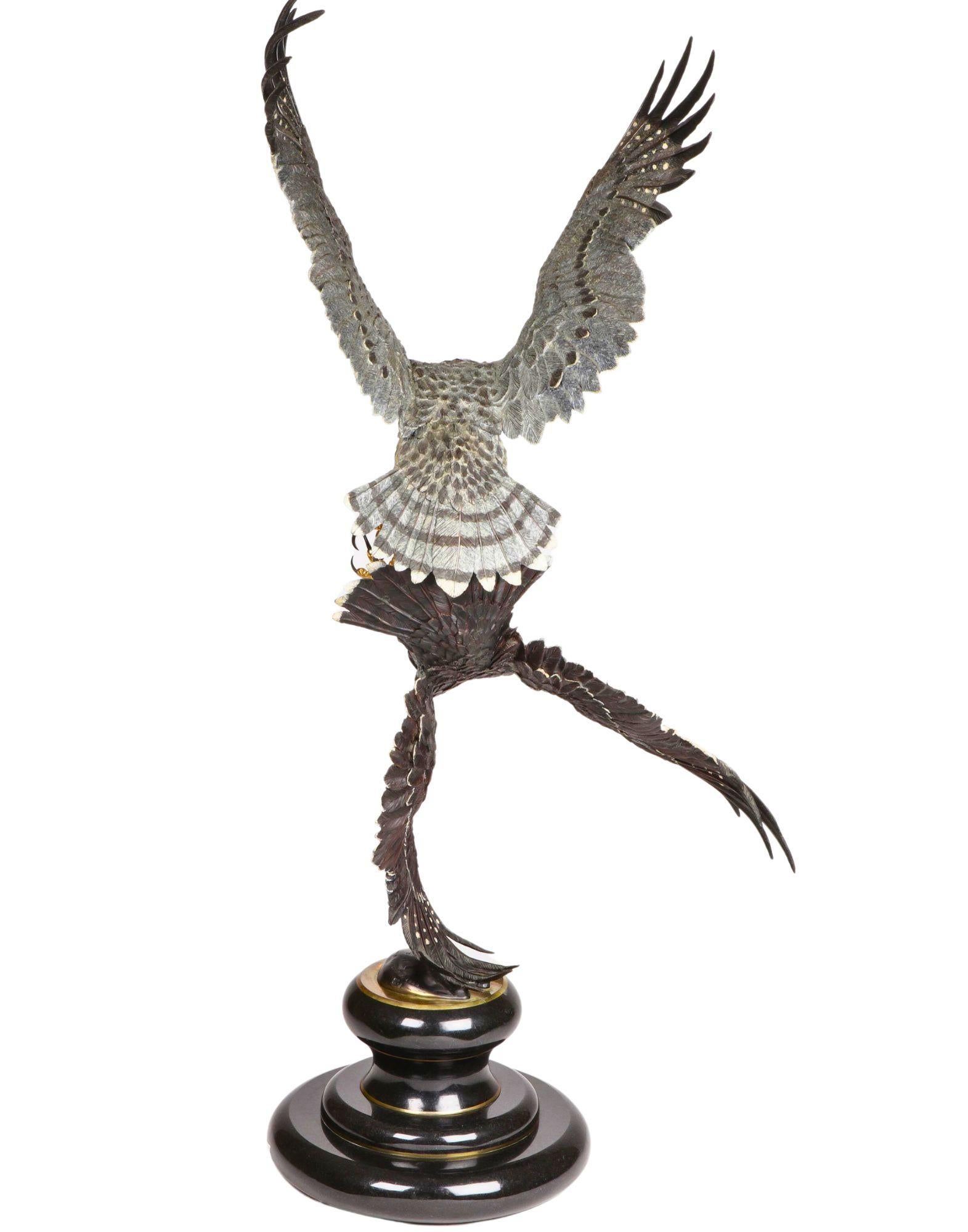 American Classical Chester Fields 'Falcon Courtship', Full Round Sculpture Signed Art For Sale