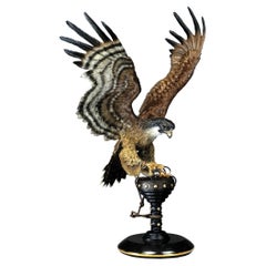 Chester Fields 'Falcon Crest', Full Round Sculpture Signed Art W/ 24kt. Details