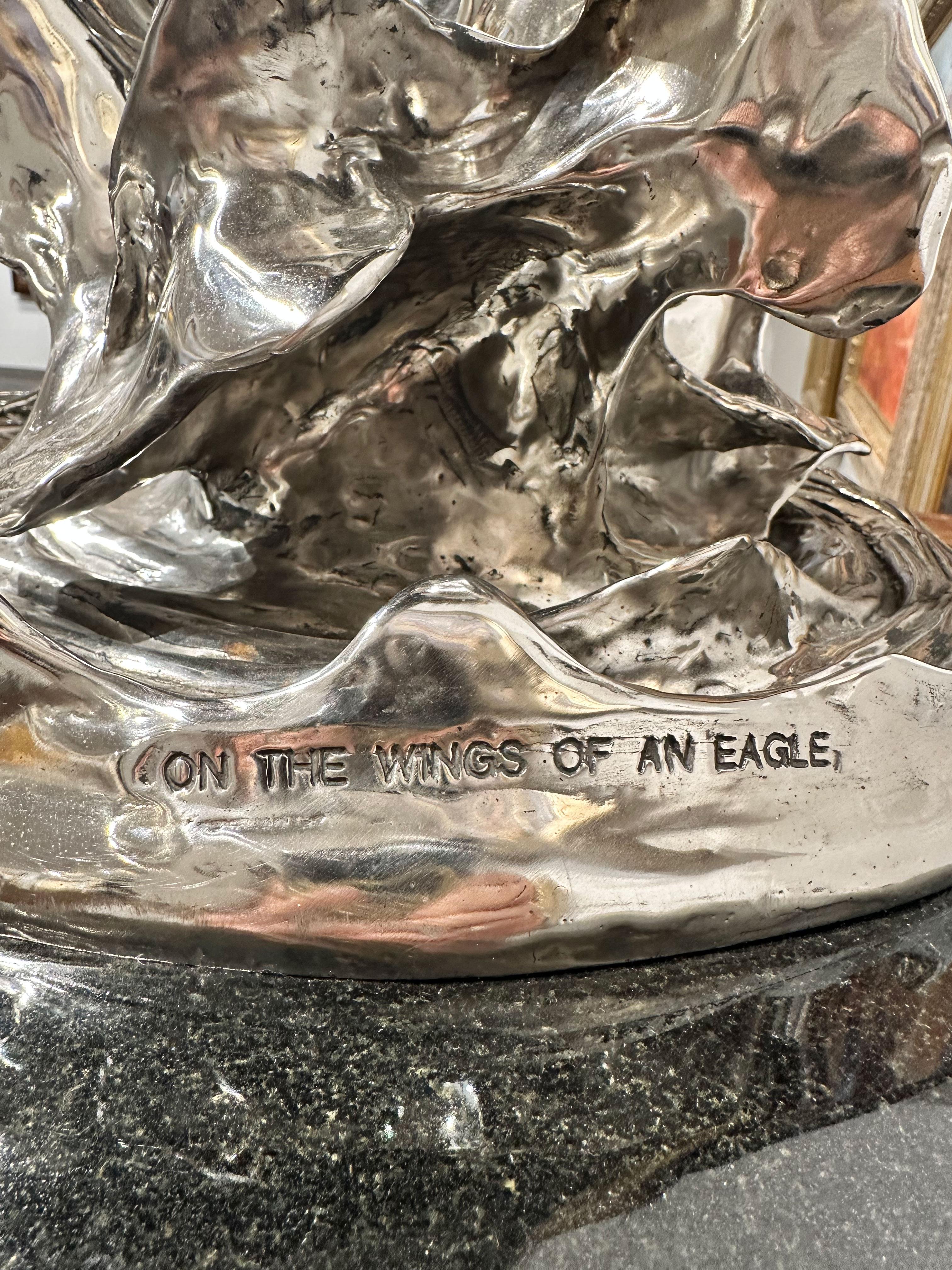 „On the Wings of an Eagle“, Chester Fields, Skulptur aus Bronze und Stahl, 54x40x24 im Angebot 9