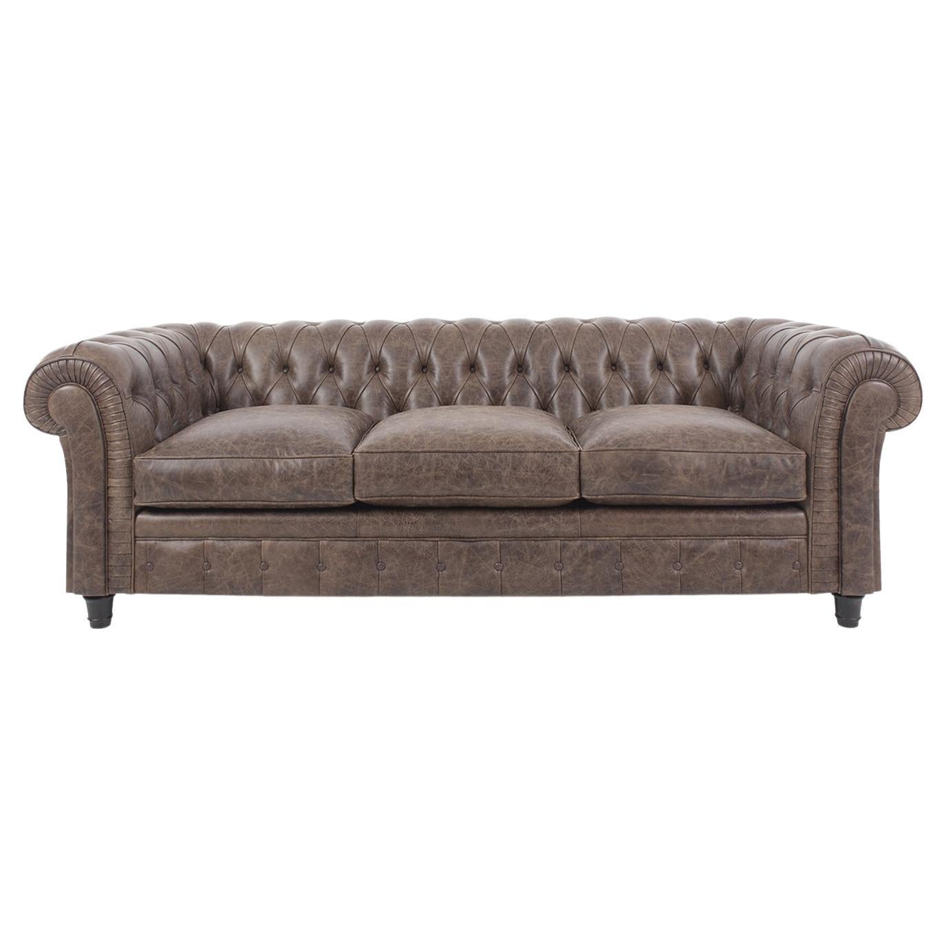 Chester Patinated 3 Sofa For Sale