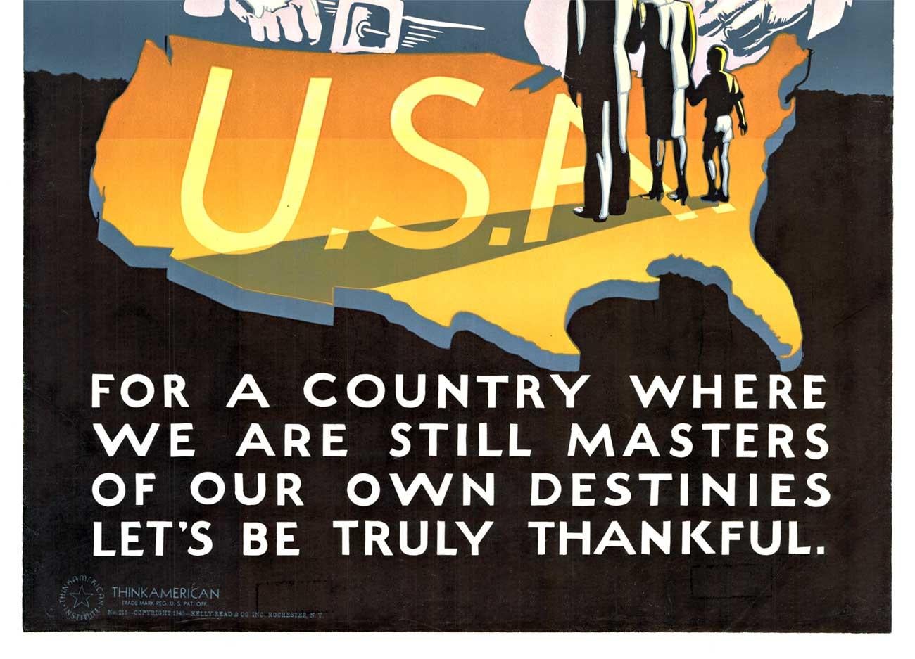 Affiche vintage originale de la Seconde Guerre mondiale, États-Unis,ink American - Modernisme américain Print par Chester Raymond Miller