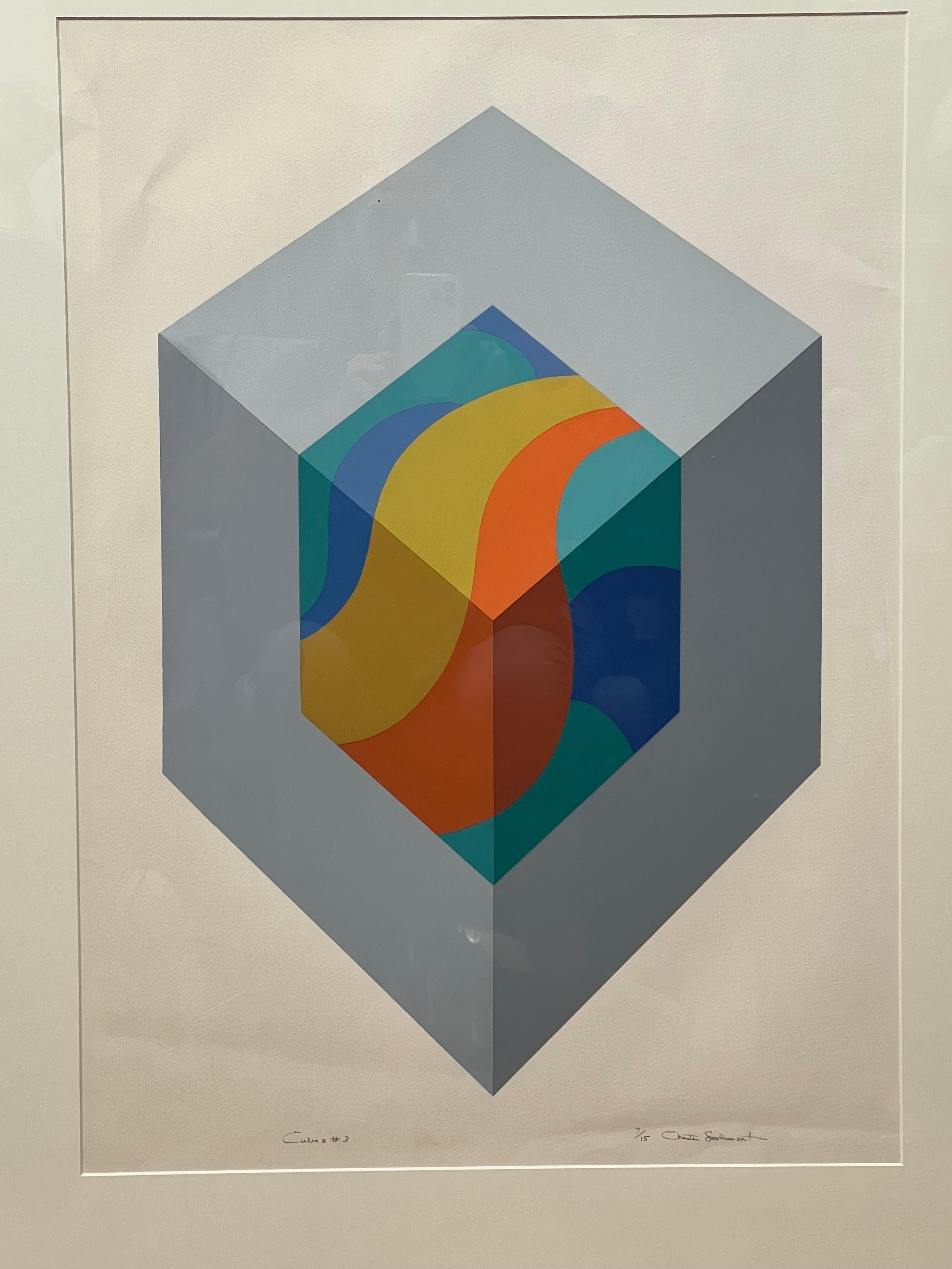 Lithographie constructiviste « Cube #3 » de Chester Solomont en vente 1