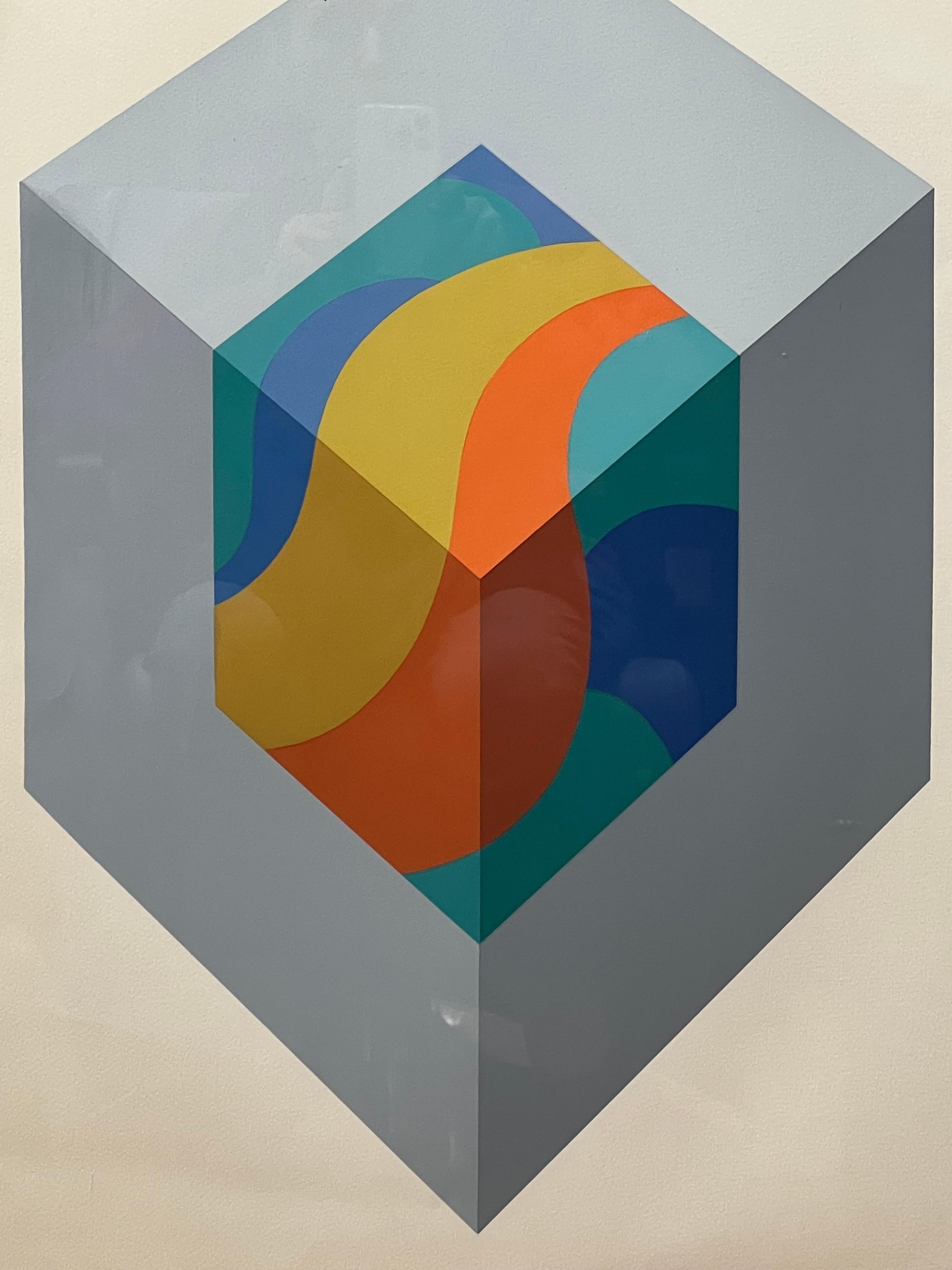 Lithographie constructiviste « Cube #3 » de Chester Solomont en vente 2