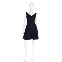 Chester Weinberg 1960s Vintage Pleated Silk Chiffon Black Evening Dress