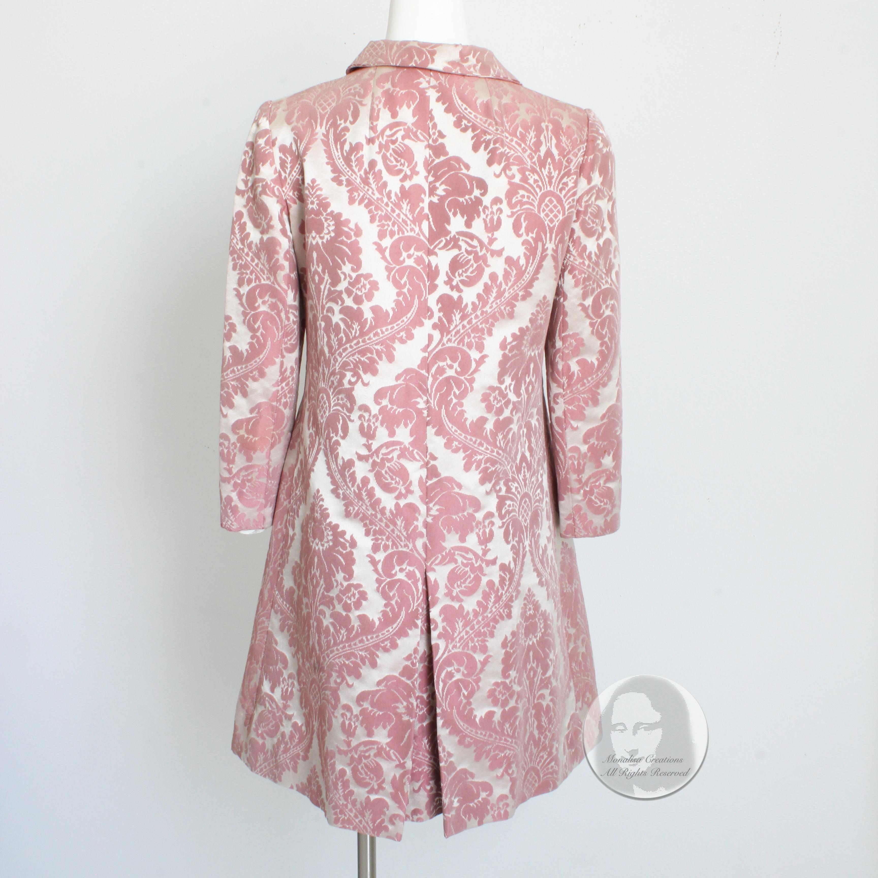 Chester Weinberg Dress Damask Pink Florals Oval Room Dayton's 60s Vintage Rare  In Good Condition In Port Saint Lucie, FL