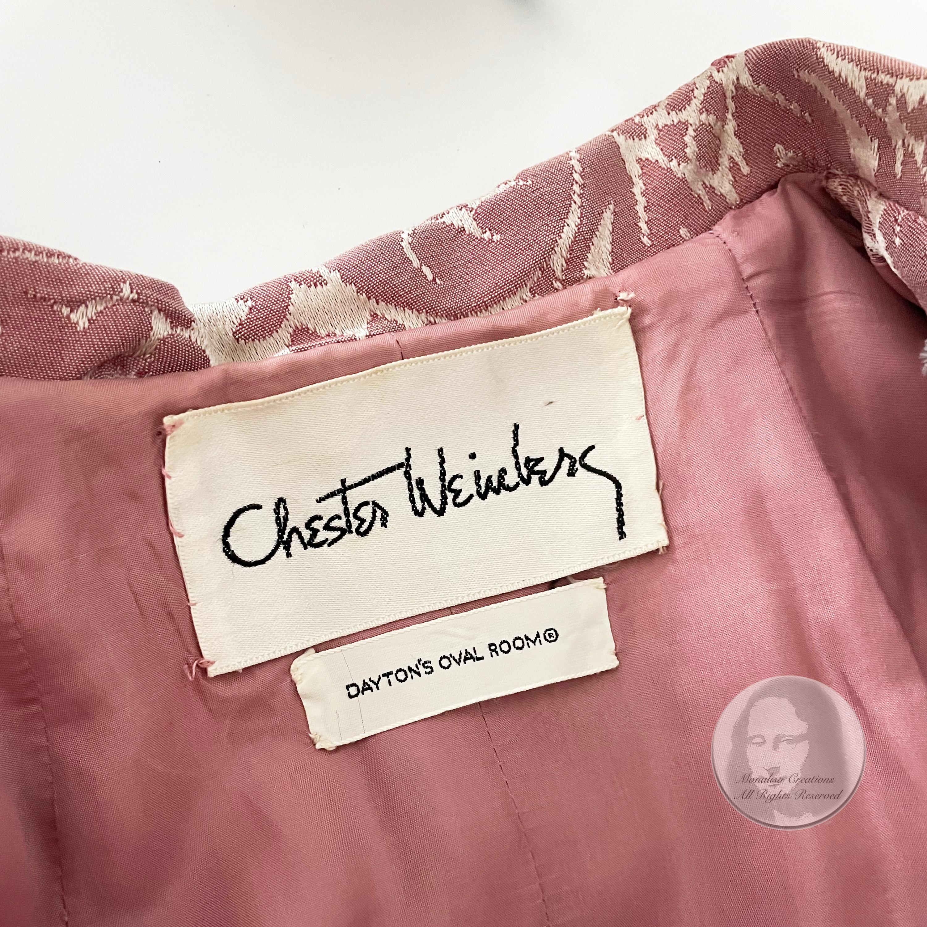 Women's Chester Weinberg Dress Damask Pink Florals Oval Room Dayton's 60s Vintage Rare 