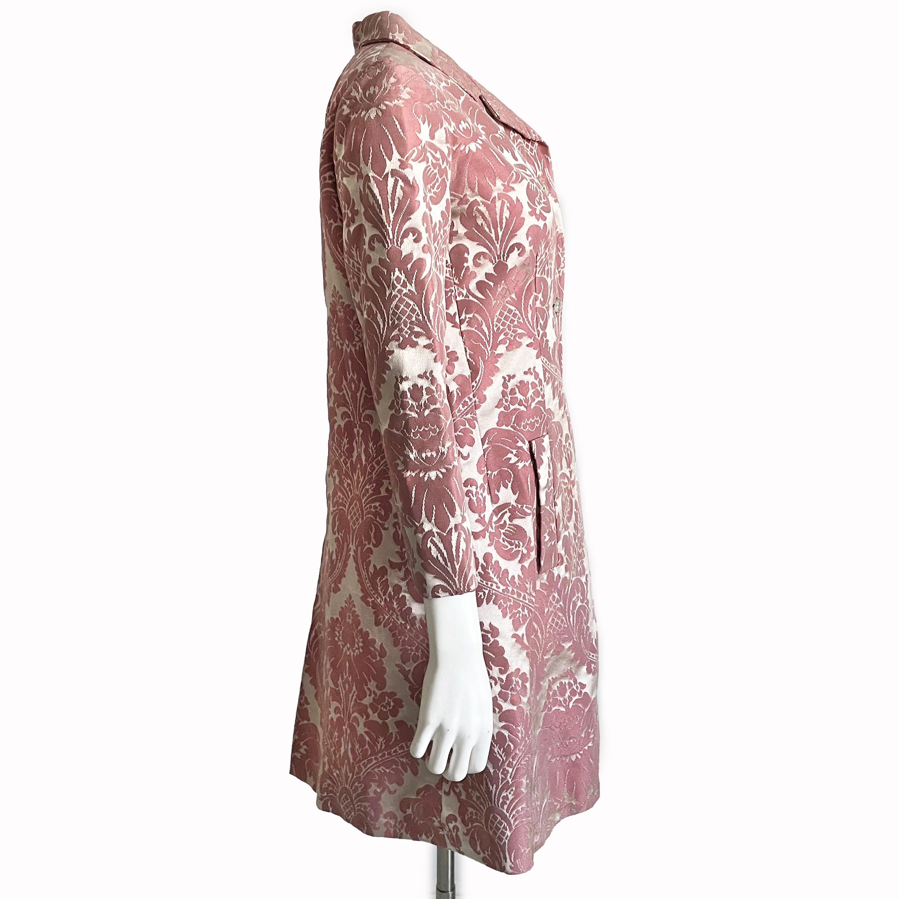 Chester Weinberg Dress Pink Floral Damask 60s Oval Room Dayton's Vintage Rare  2
