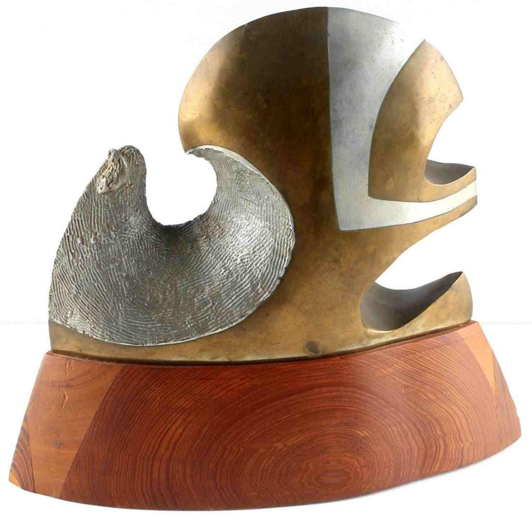 Chester Williams, artista nero, scultura astratta in bronzo e legno afroamericano - Sculpture di Chester Williams 