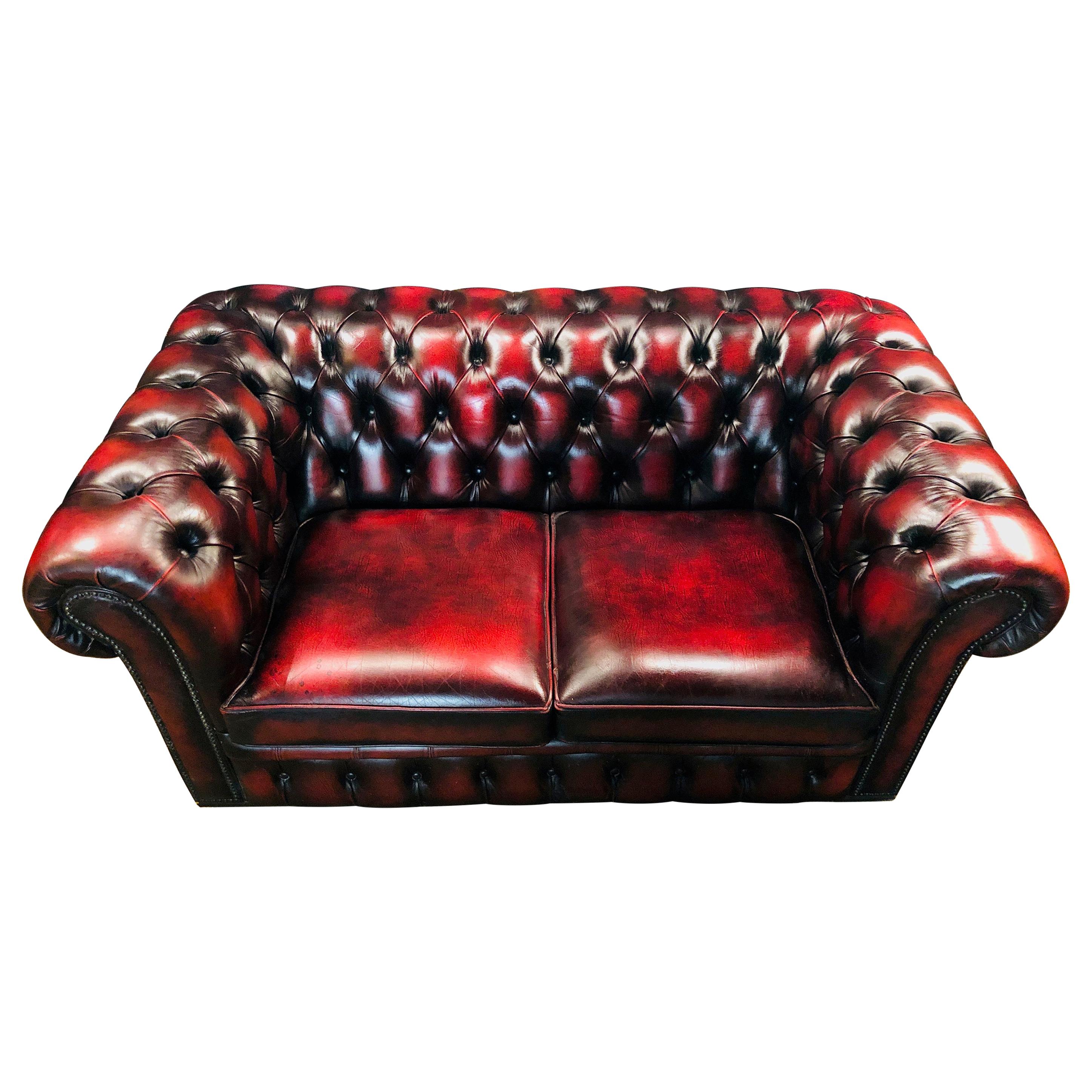 Chesterfield 2Seat Centurion Genuine Leather Oxblood, England For Sale
