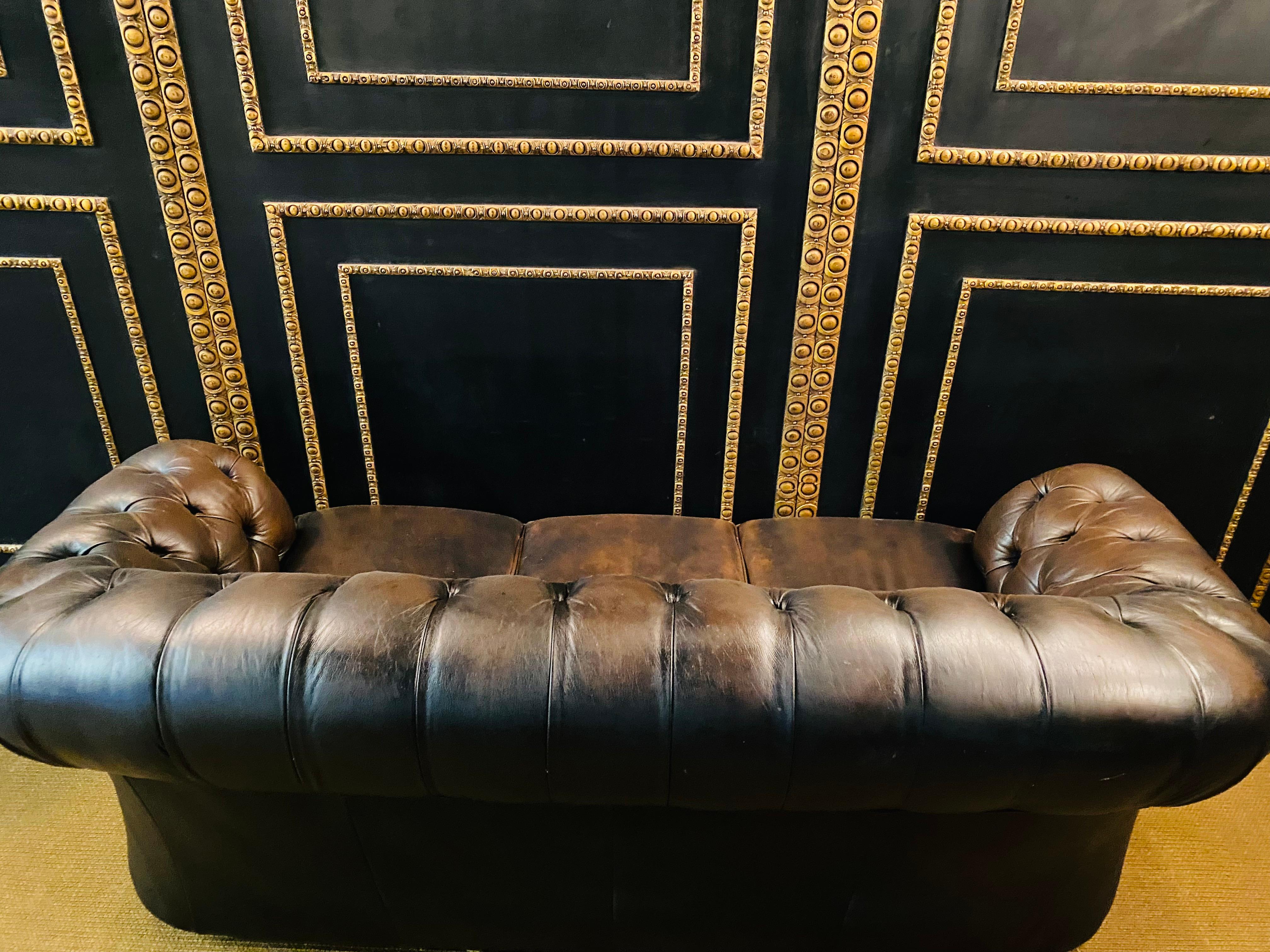 original Chesterfield 3-Seat Brown Leather Sofa Kent Modell Brand by Centurion 5
