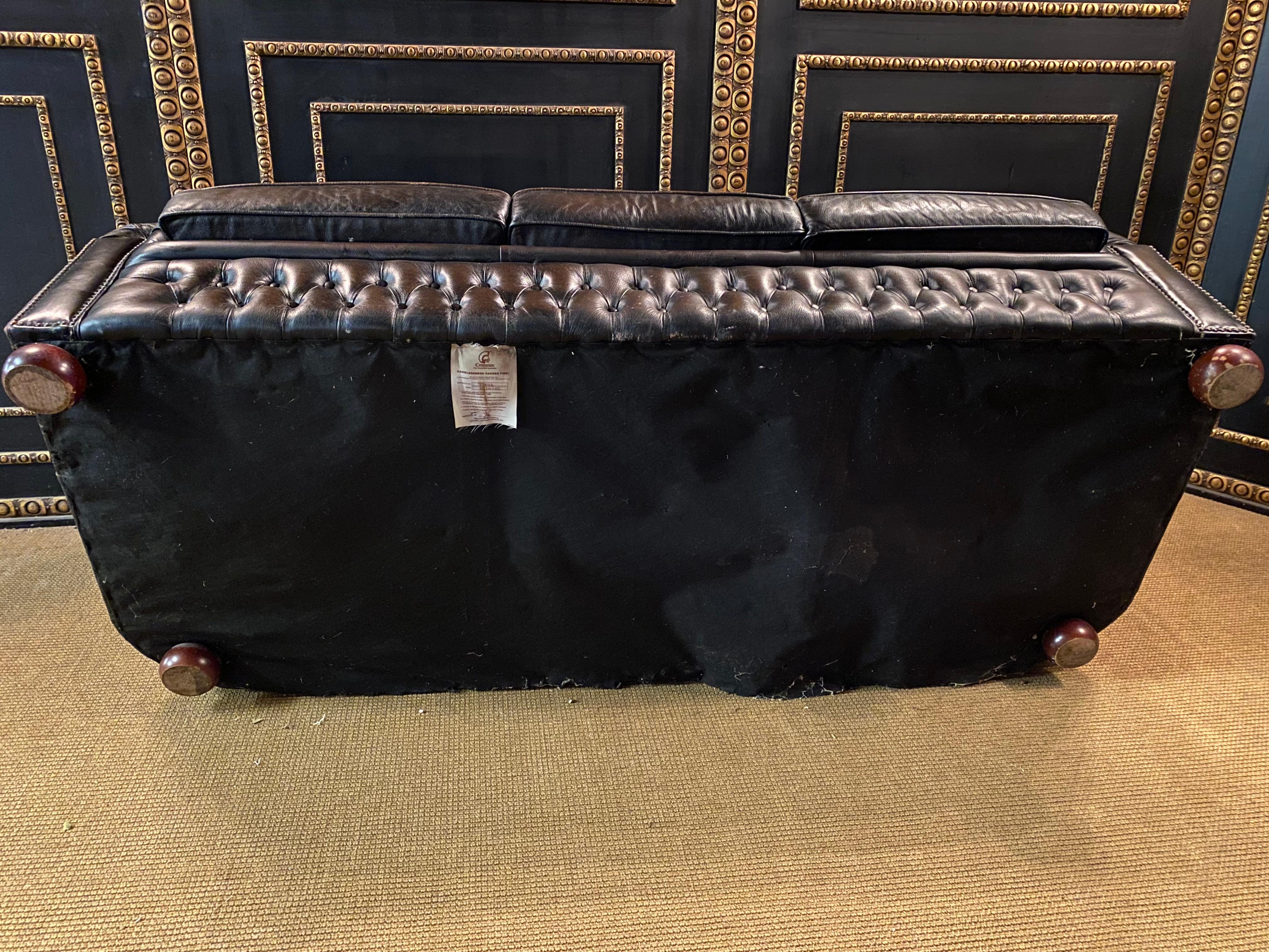 original Chesterfield 3-Seat Brown Leather Sofa Kent Modell Brand by Centurion 7