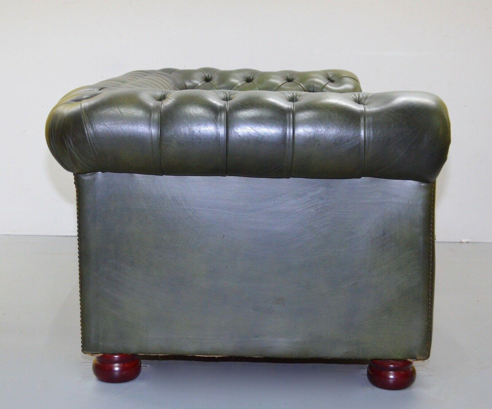 Chesterfield CHESTERFIELD 3 SEATER ANTiQUE OLIVE GREEN LEATHER SOFA