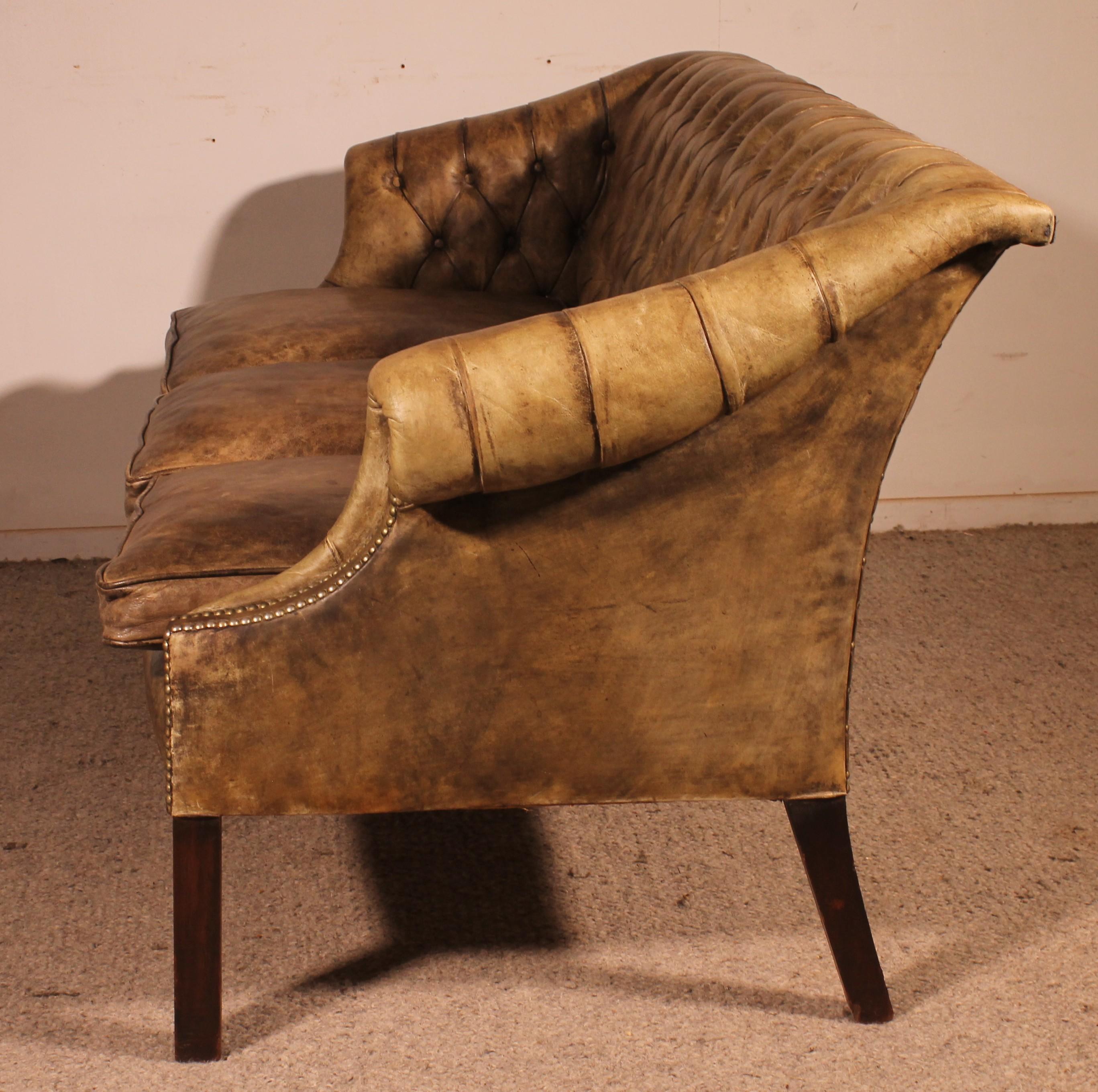 Chesterfield a 3 posti in pelle Greene & Greene Light in vendita 2