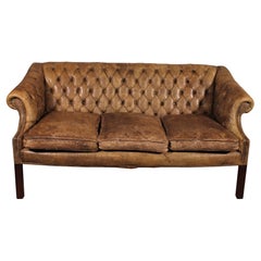 Chesterfield 3 Seater In Light Green Olive Leather