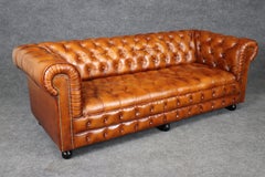 Chesterfield 7ft Classic Fully Tufted Sofa in Full Grain Cognac Leather