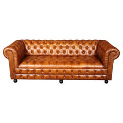 Chesterfield 7ft Classic Fully Tufted Sofa in Full Grain Cognac Leather