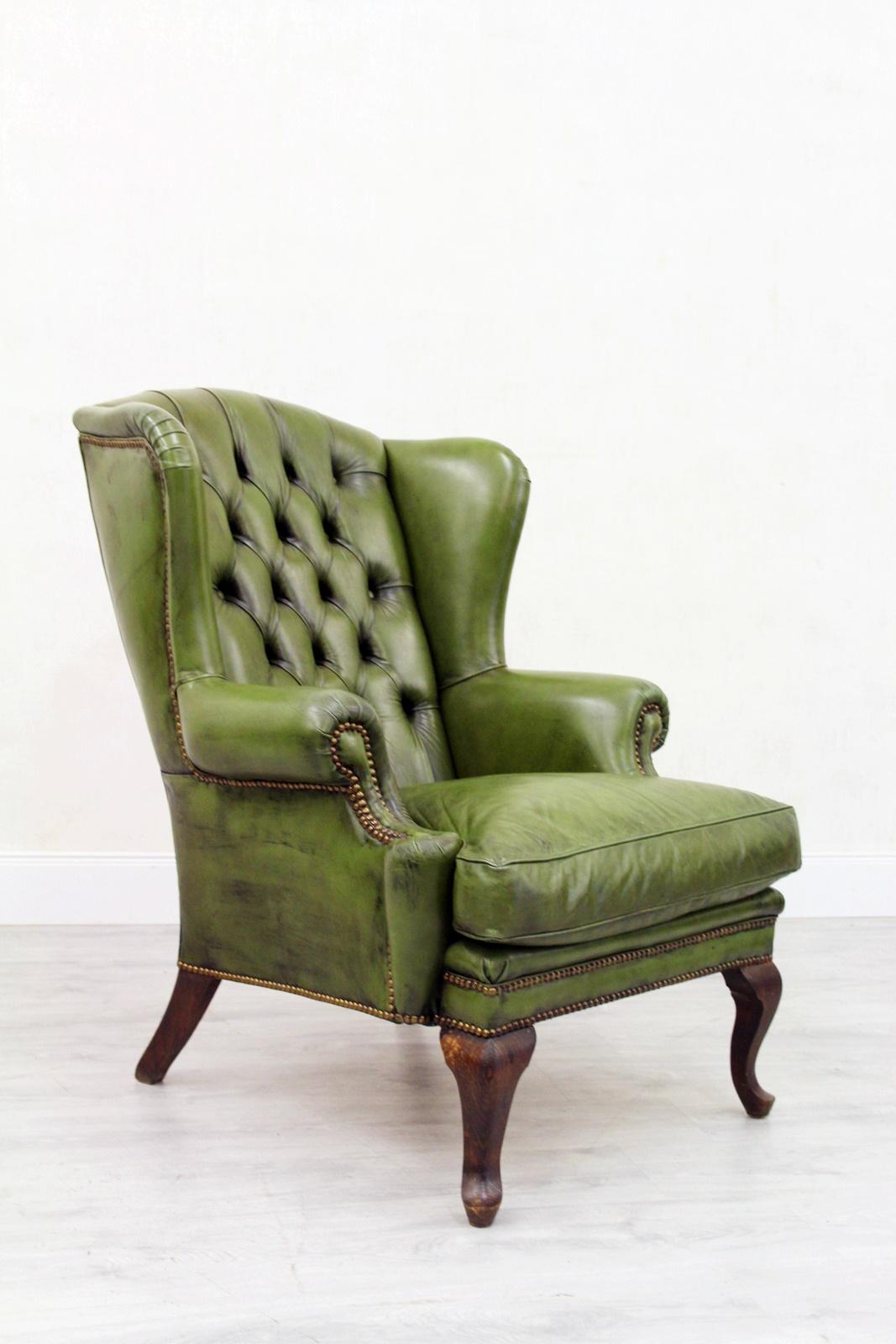 Antique Chesterfield Armchair Wing Chair For Sale 3