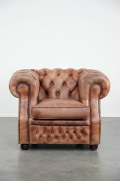 Chesterfield Sessel im englischen Stil aus Rindsleder