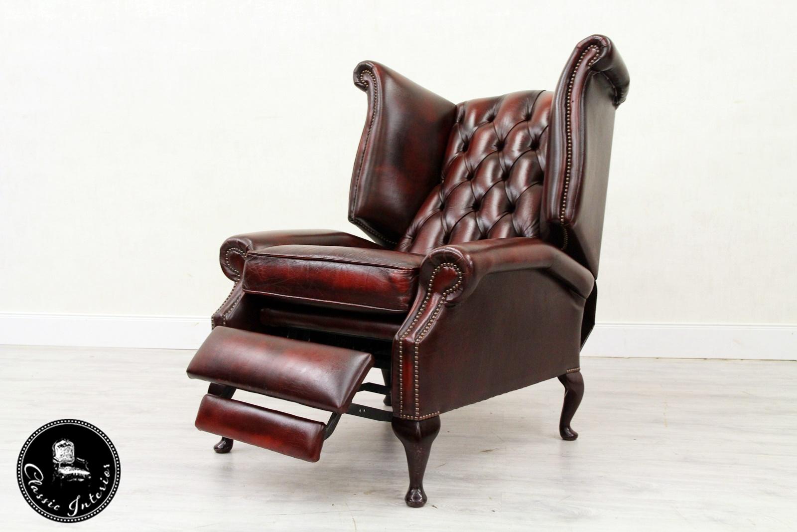 Chesterfield Armchair Leather Antique Wing Chair Recliner Armchair For Sale 8