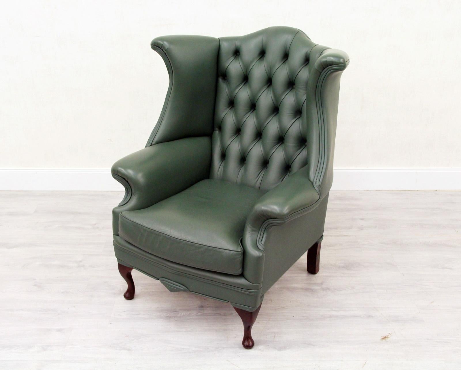 Chesterfield armchair
in original design 1980-1990

Condition: The chair is in a VERY good condition, with normal usage marks. (Mint condition)

wing chairs
Heightx105cm Widthx90cm Depthx90cm

Upholstery is in good condition (see