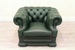Chesterfield Armchair Leather Antique Wing Chair Recliner Armchair