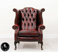 Chesterfield Armchair Leather Antique Wing Chair Recliner Armchair