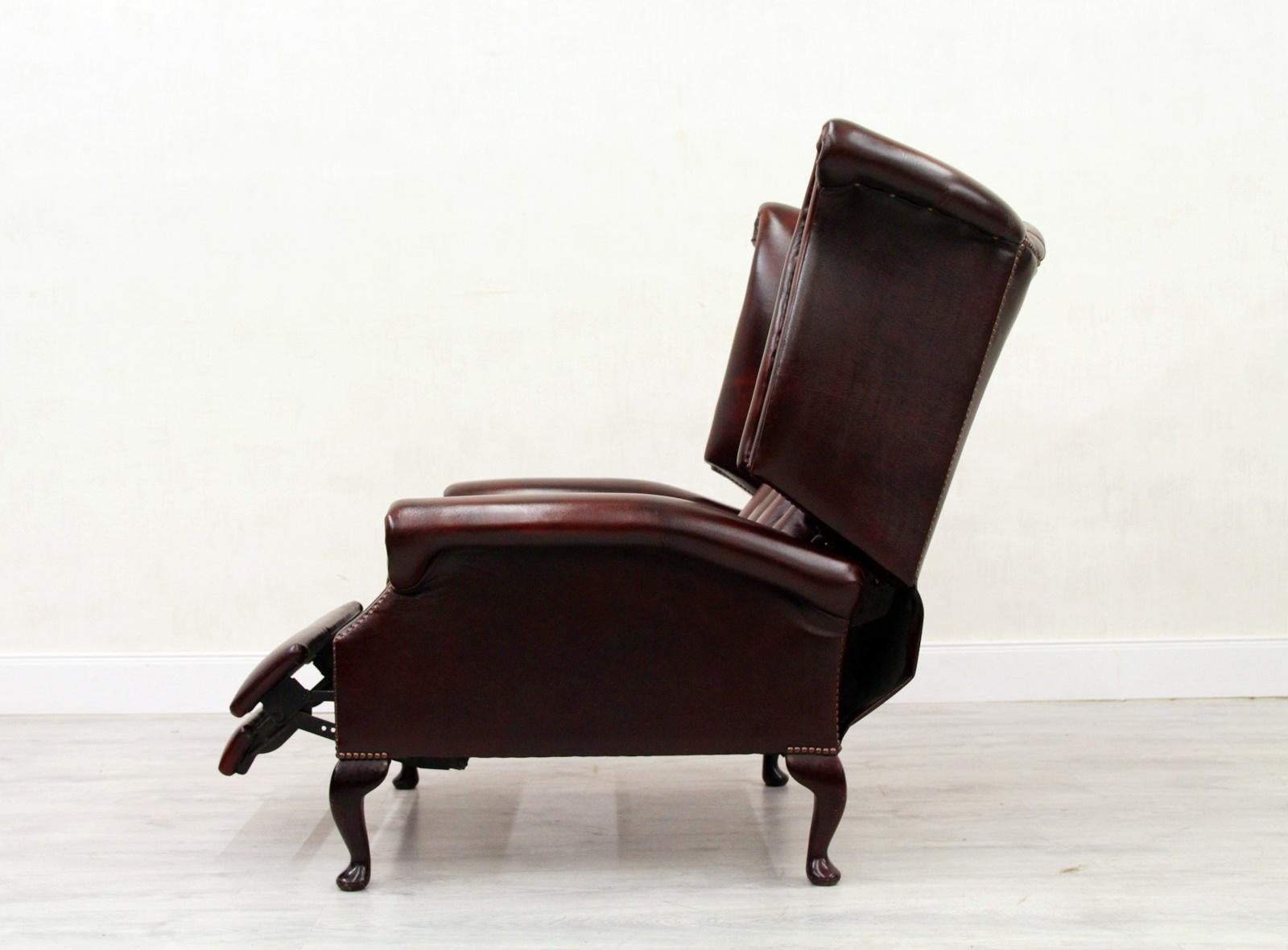Chesterfield Armchair Leather Antique Wing Chair Recliner Armchair For Sale 13