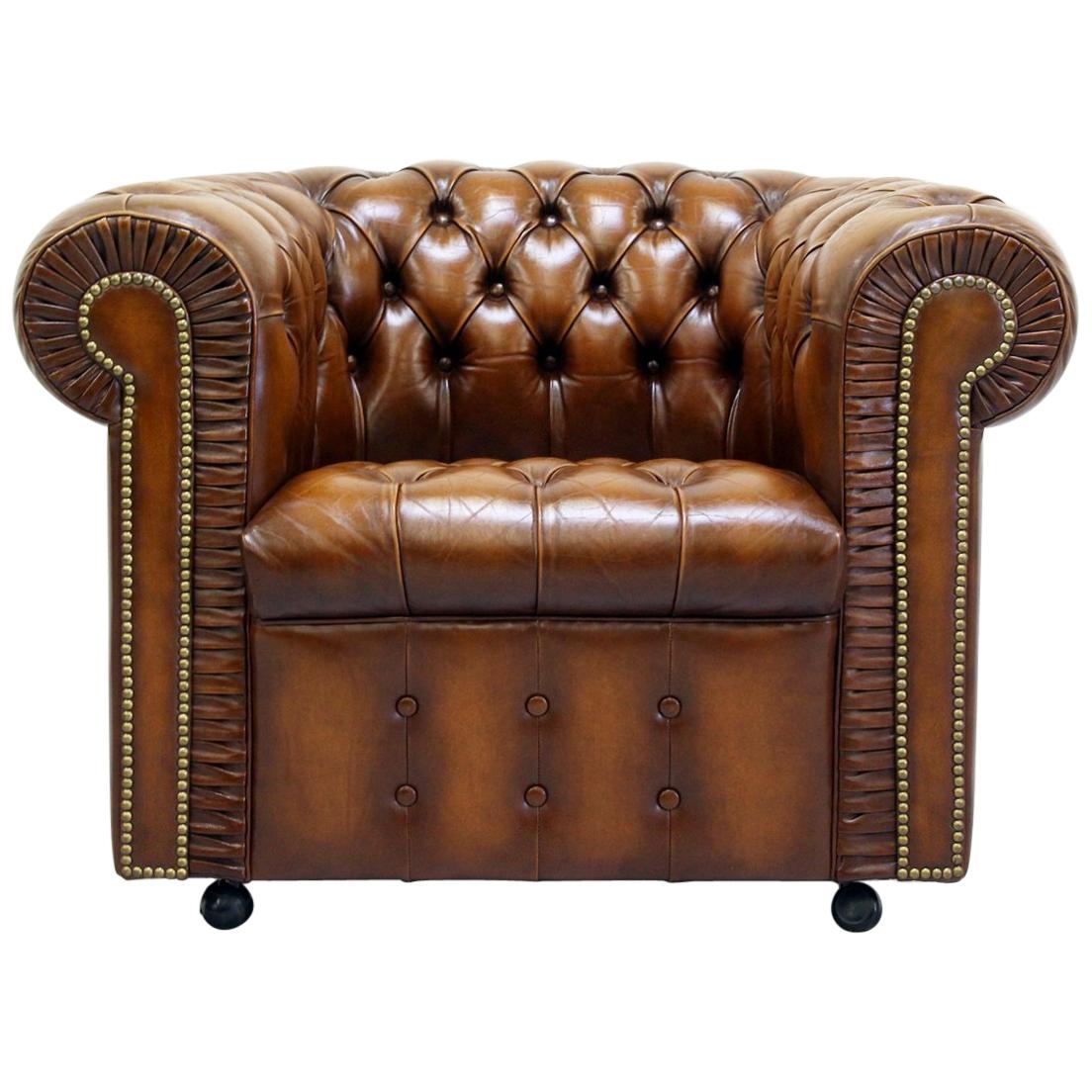 Chesterfield Armchair Leather Antique Wing Chair Recliner Armchair For Sale