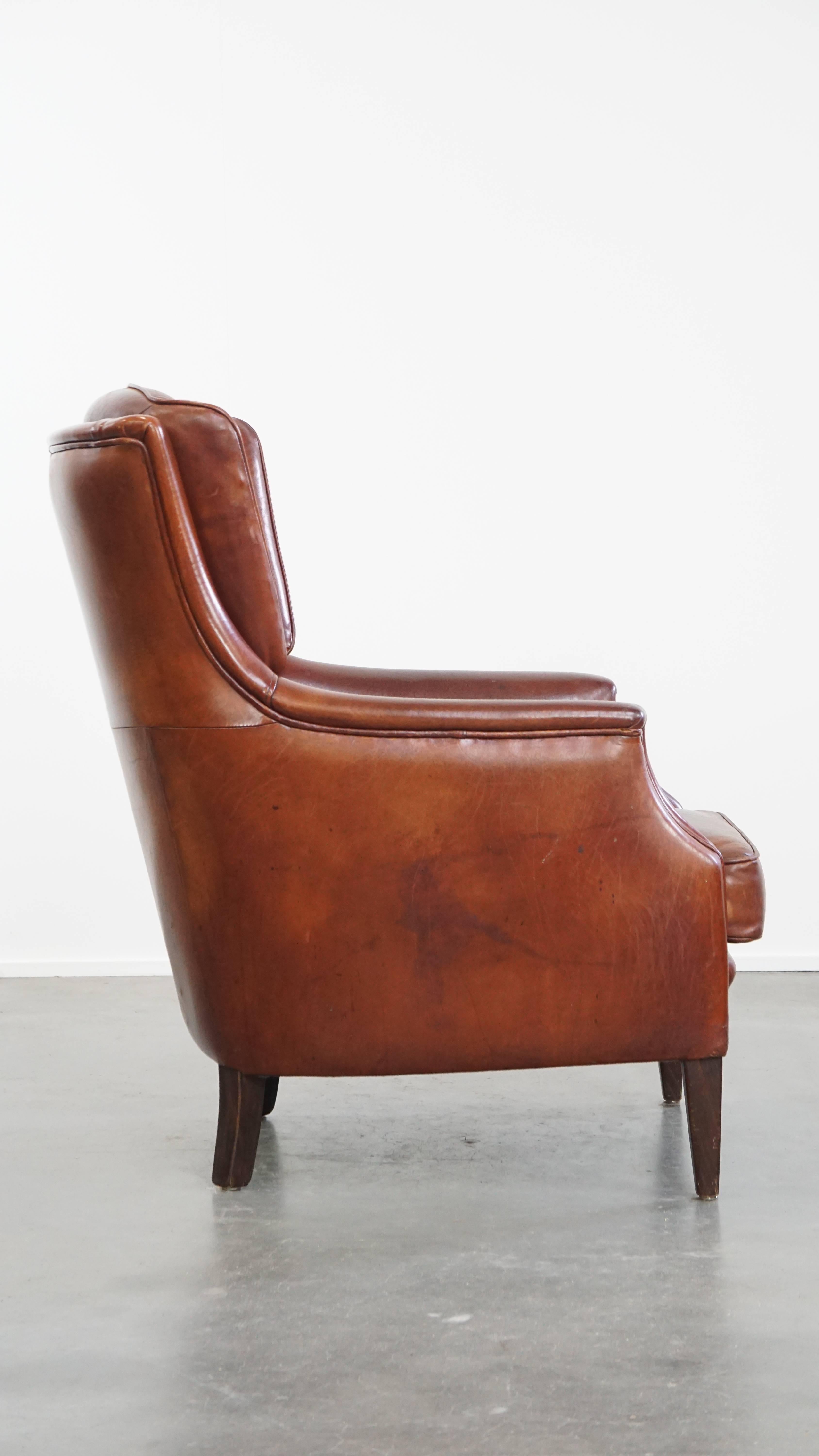 Sillón Chesterfield de piel de oveja Hecho a mano en venta