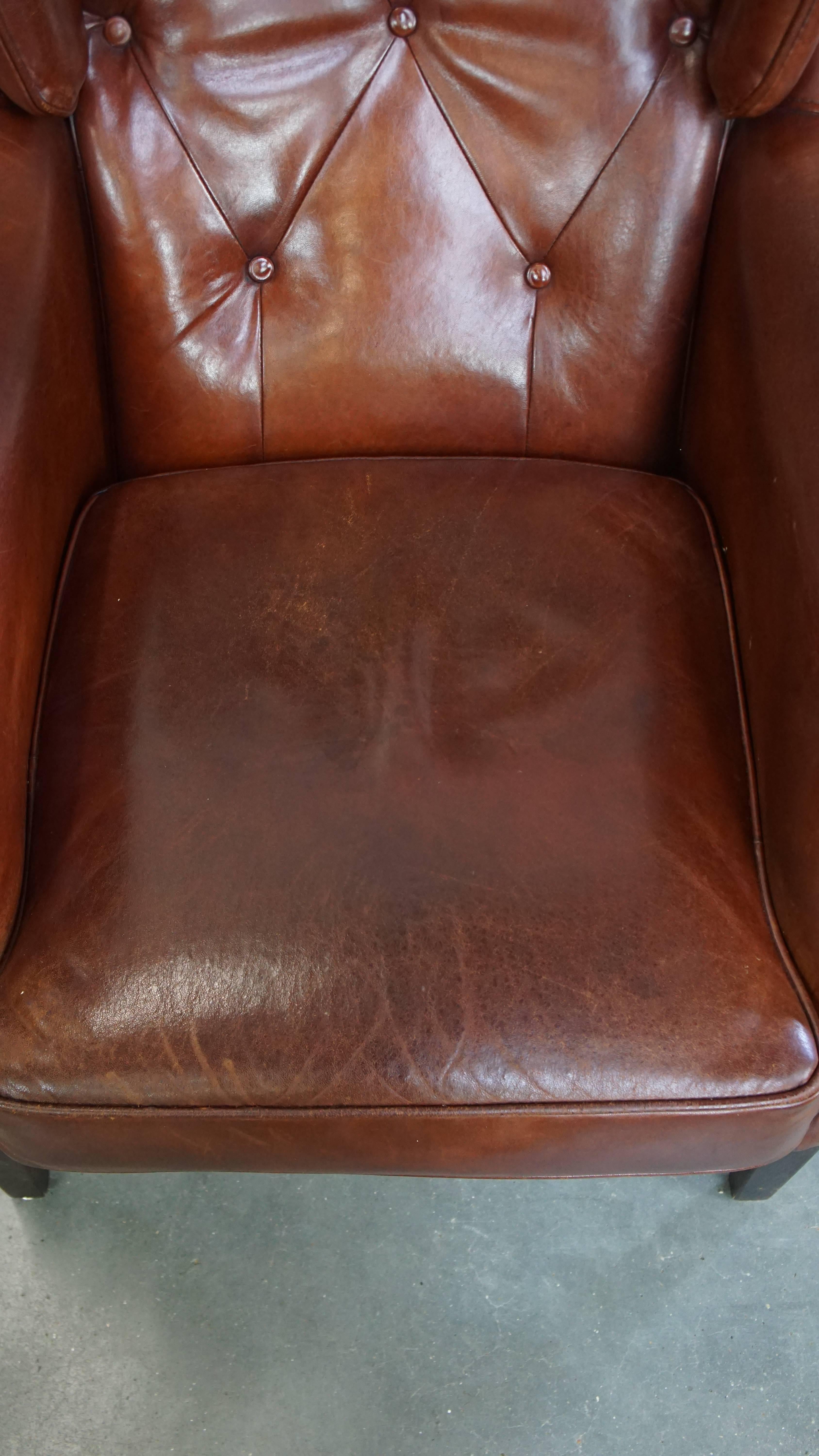 Sillón Chesterfield de piel de oveja Cuero en venta
