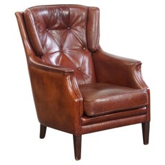 Chesterfield armchair made of sheepskin leather