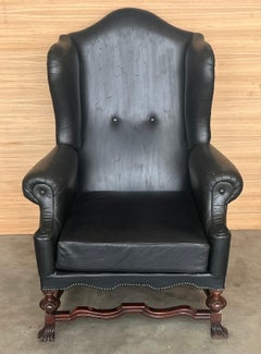 Chesterfield Black Leather Armchair from the 1950s, Western Europe.