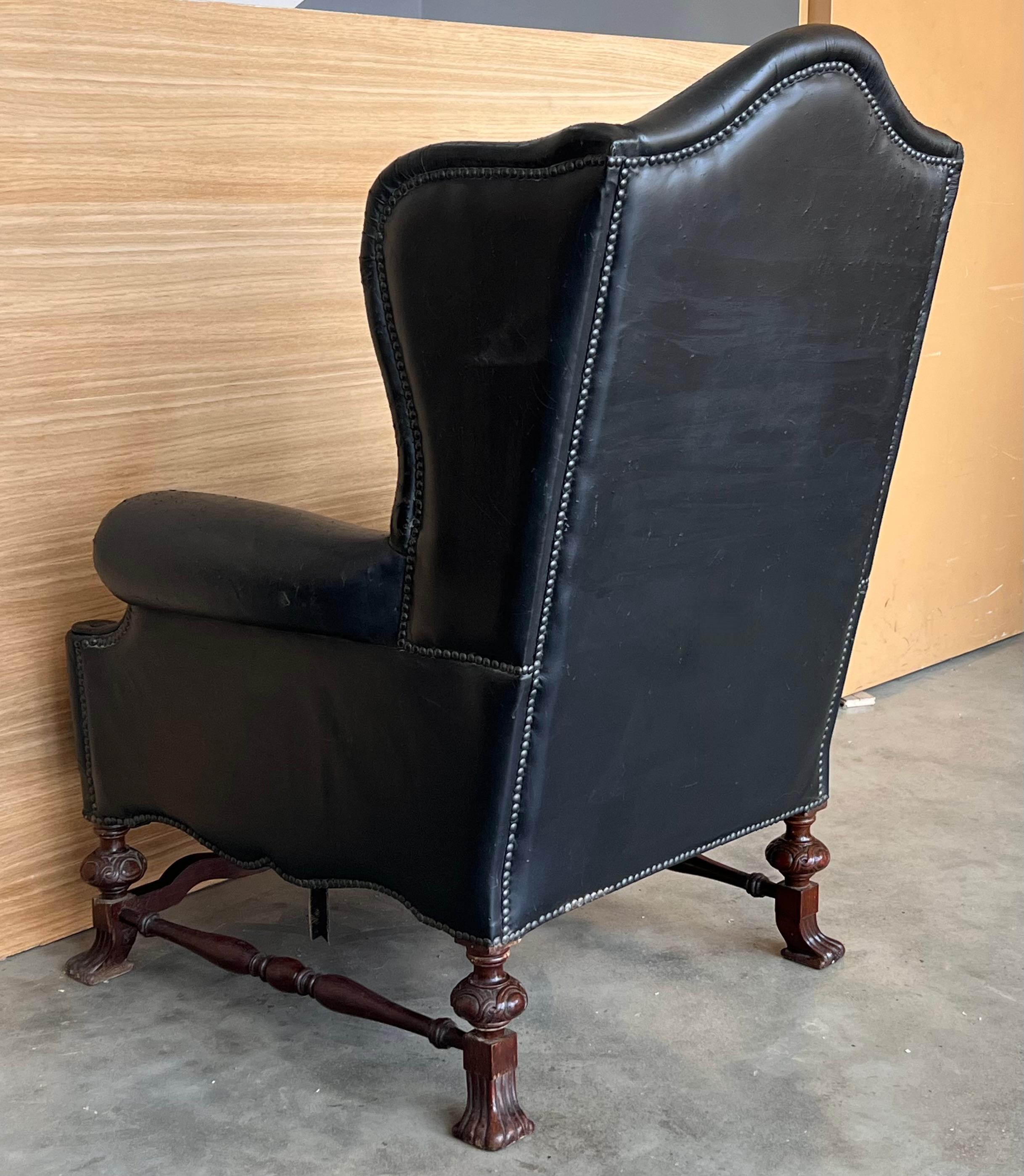 Poltrona Chesterfield in pelle nera degli anni '50, Europa occidentale. in vendita 1