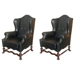 Chesterfield Black Leather Armchair from the 1950s, Western Europe.