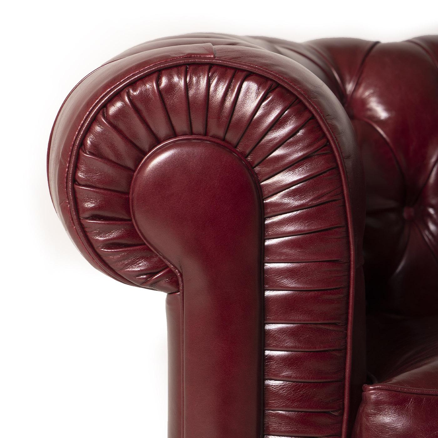 Italian Chesterfield Bordeaux Leather Sofa