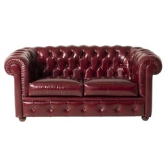 Chesterfield Bordeaux Leather Sofa