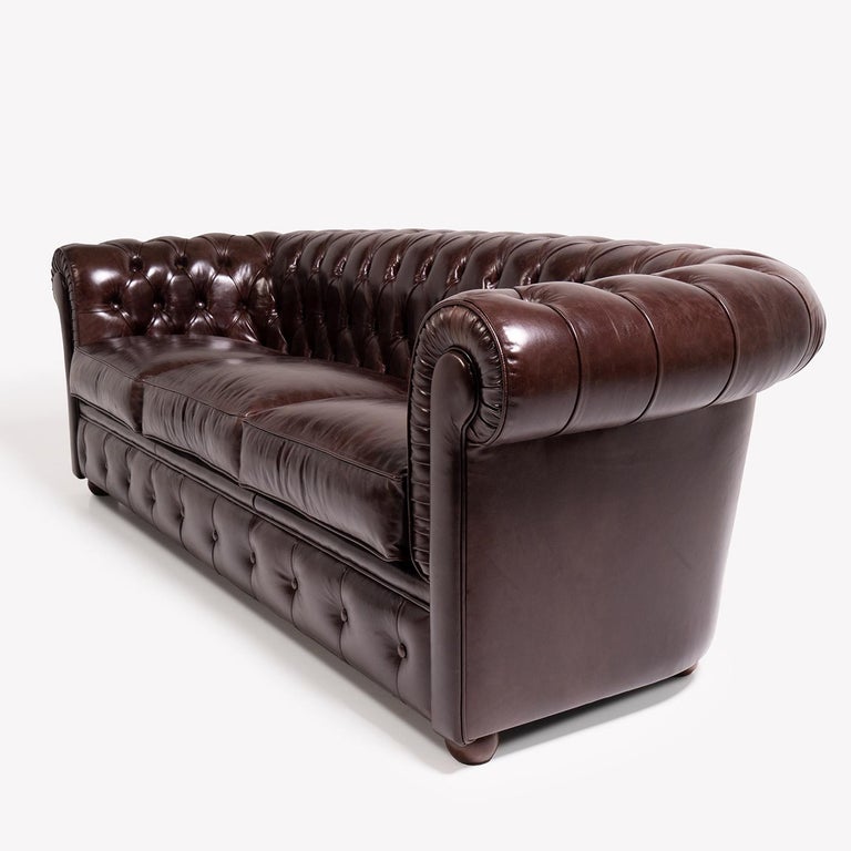 Chesterfield Brown Leather 3-Seater Sofa For Sale at 1stDibs | 3 seater ...