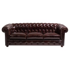 Chesterfield Braunes 3-Sitzer-Sofa aus Leder