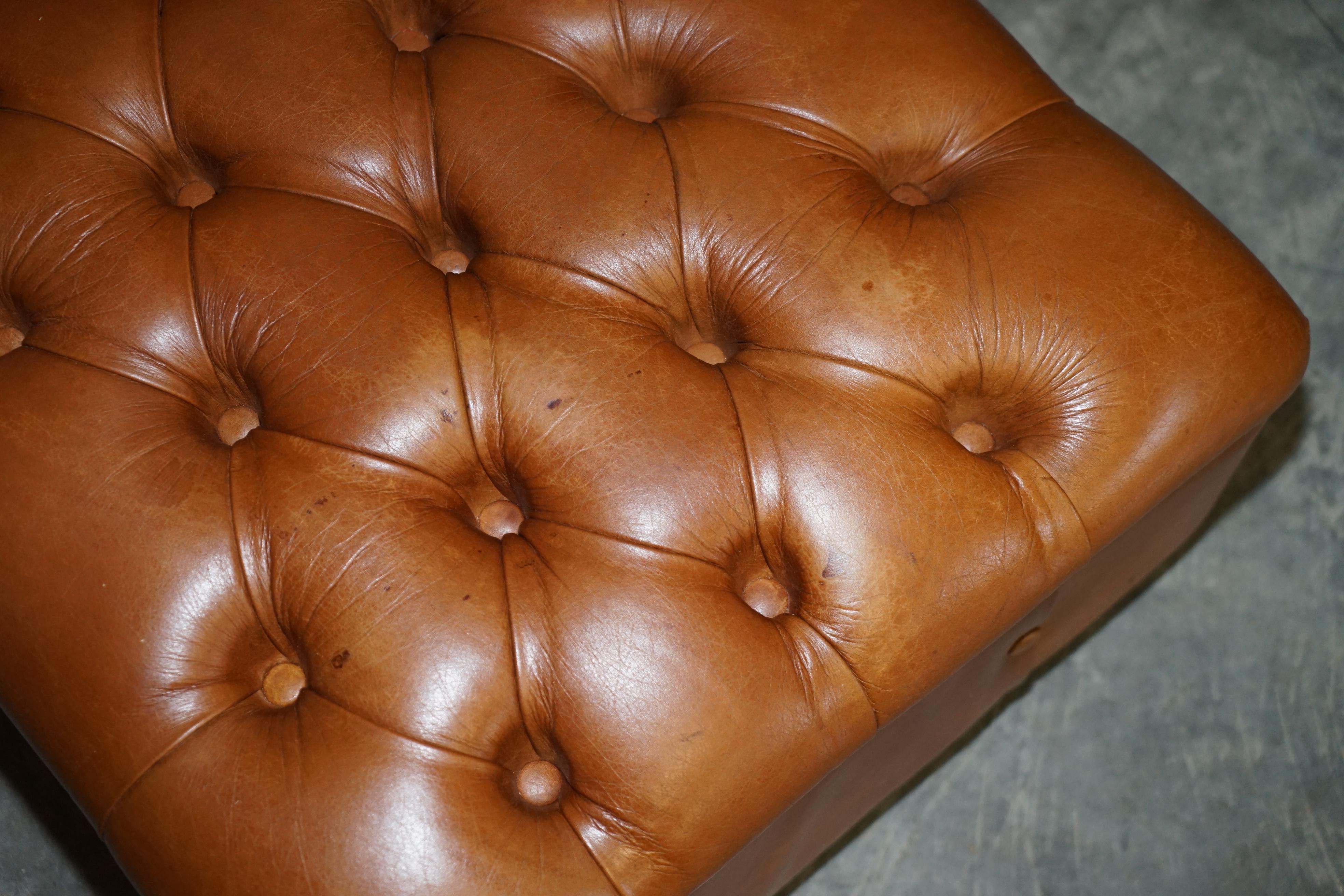 tan leather footstool
