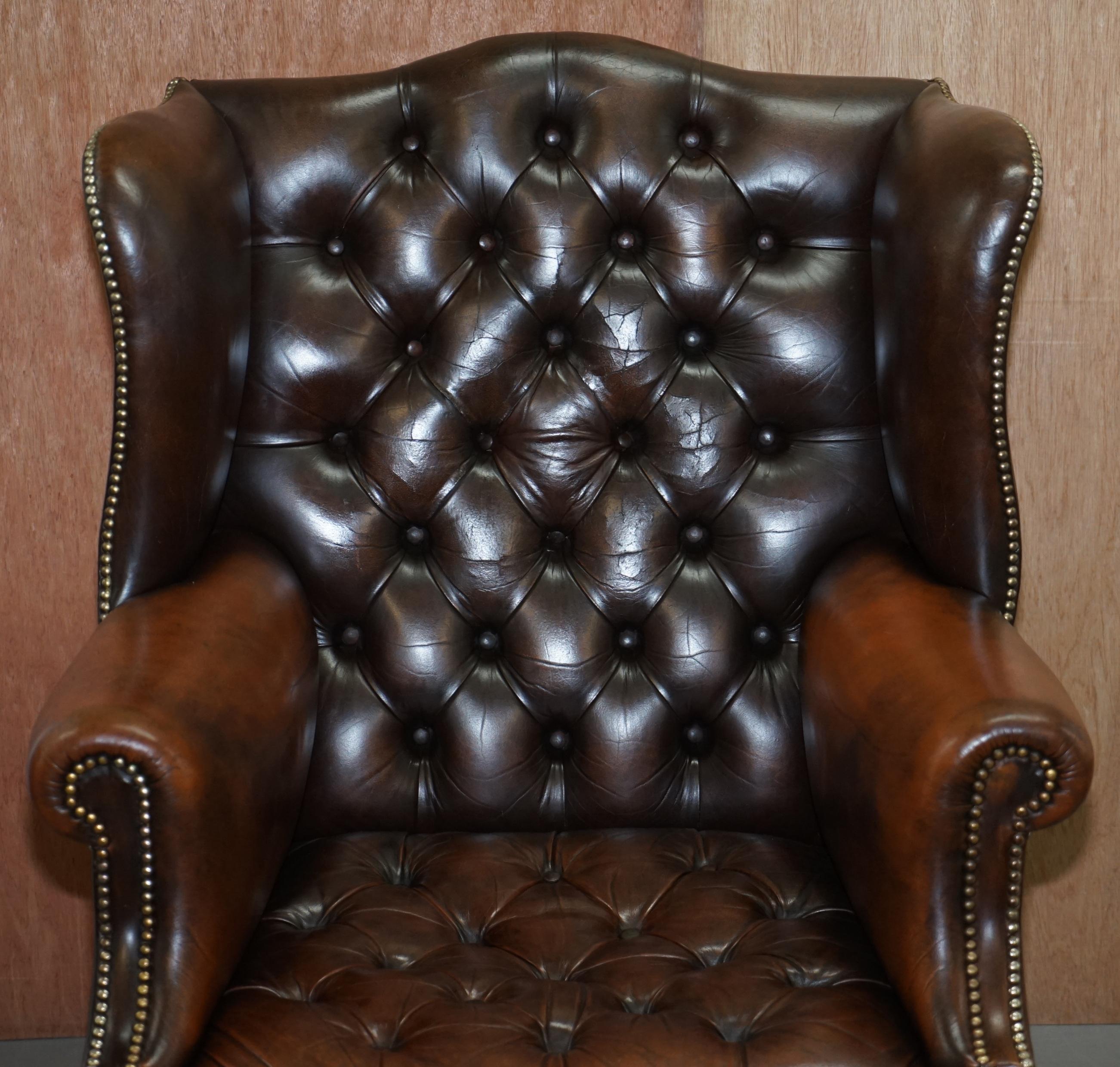 chesterfield chair and footstool