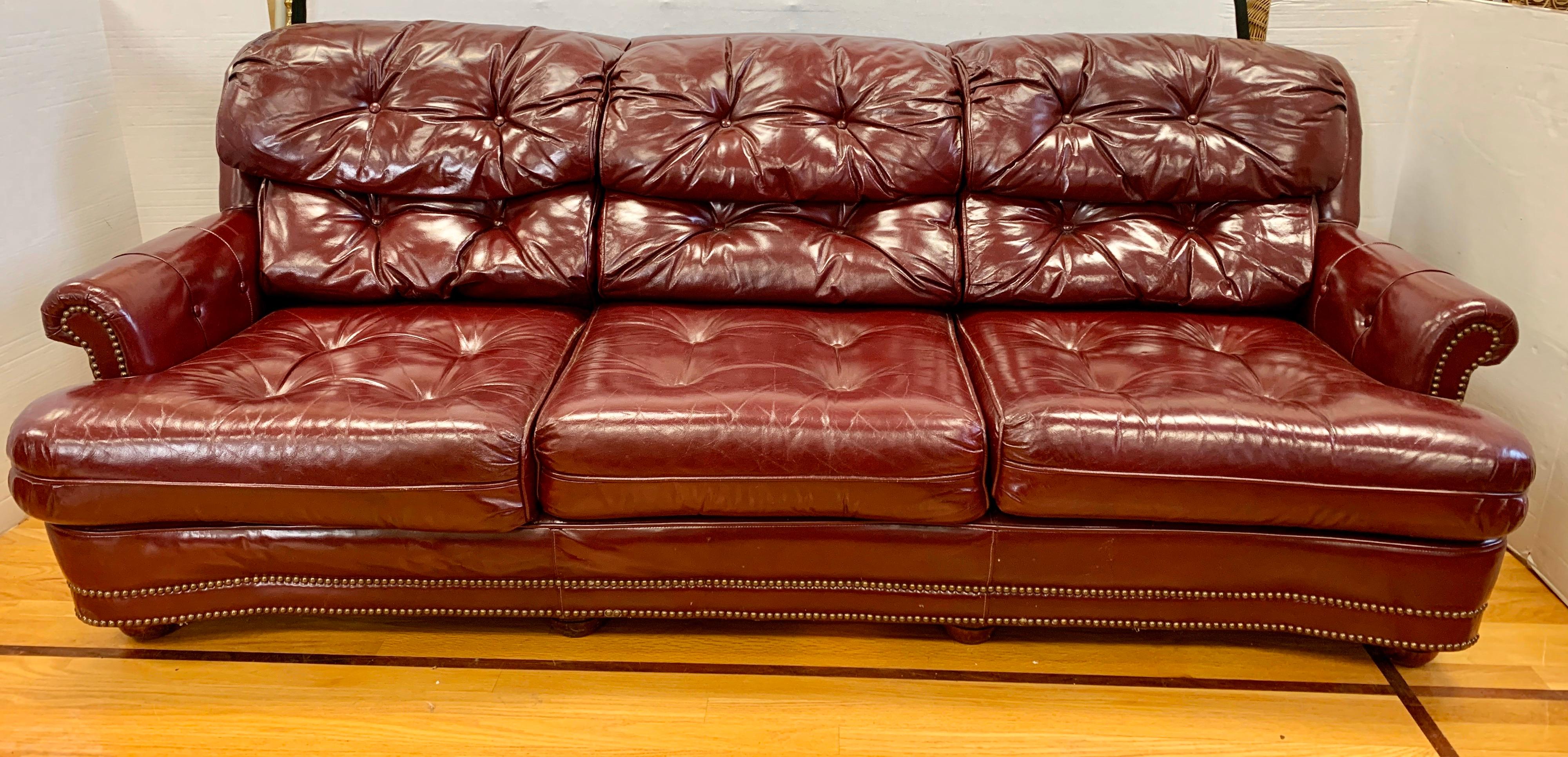 burgundy leather couch