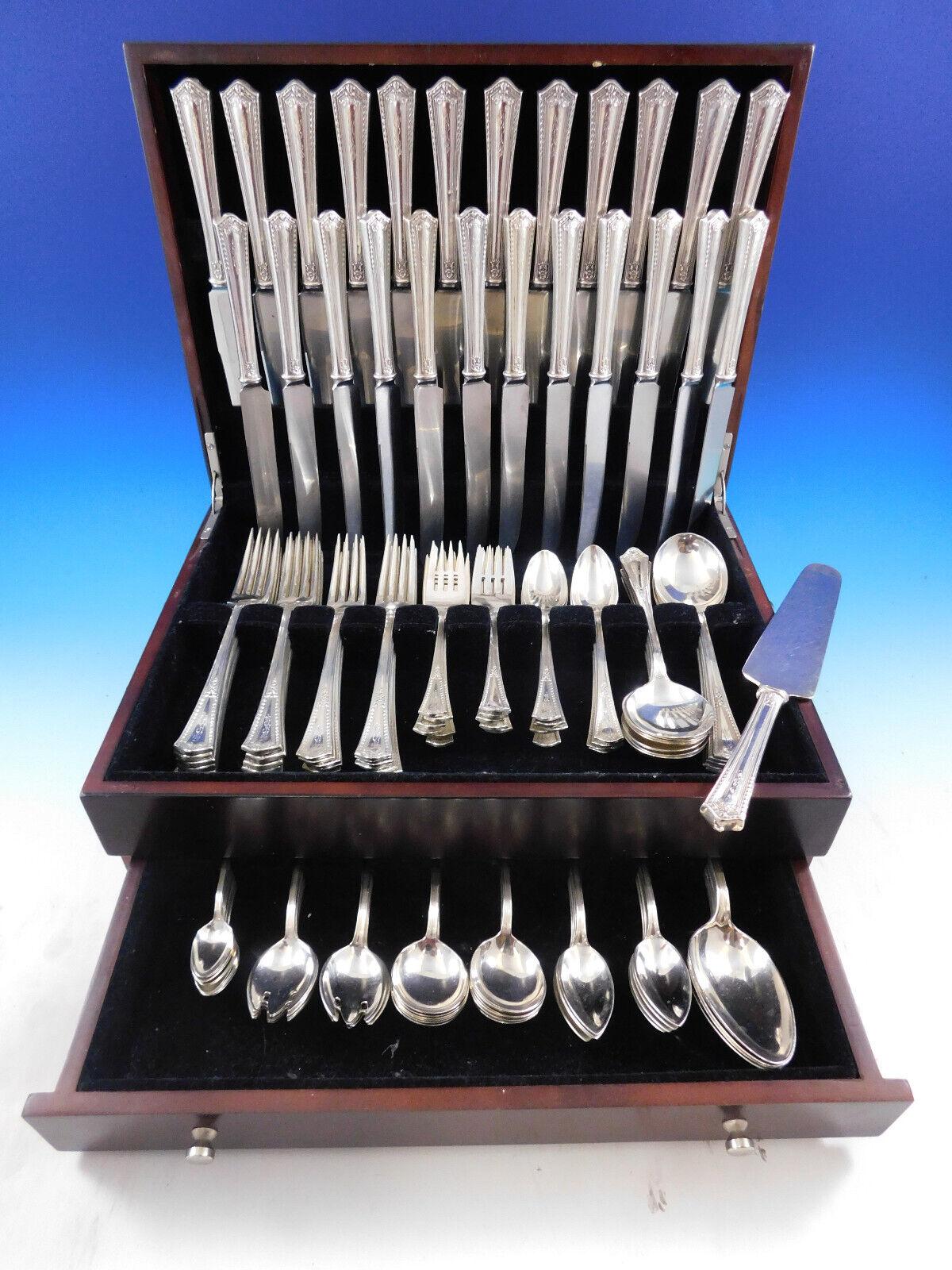 Monumental Chesterfield by Gorham, circa 1914, sterling silver Flatware set - 136 pieces. This set includes:

12 Dinner Size Knives, 9 7/8
