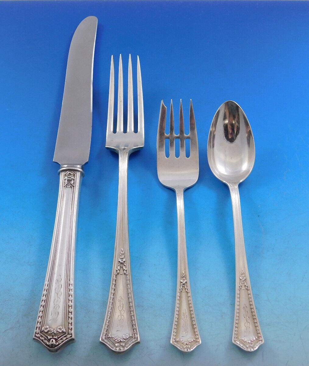 Chesterfield by International Sterling Silver Flatware Set 12 Service 136 pieces For Sale 2