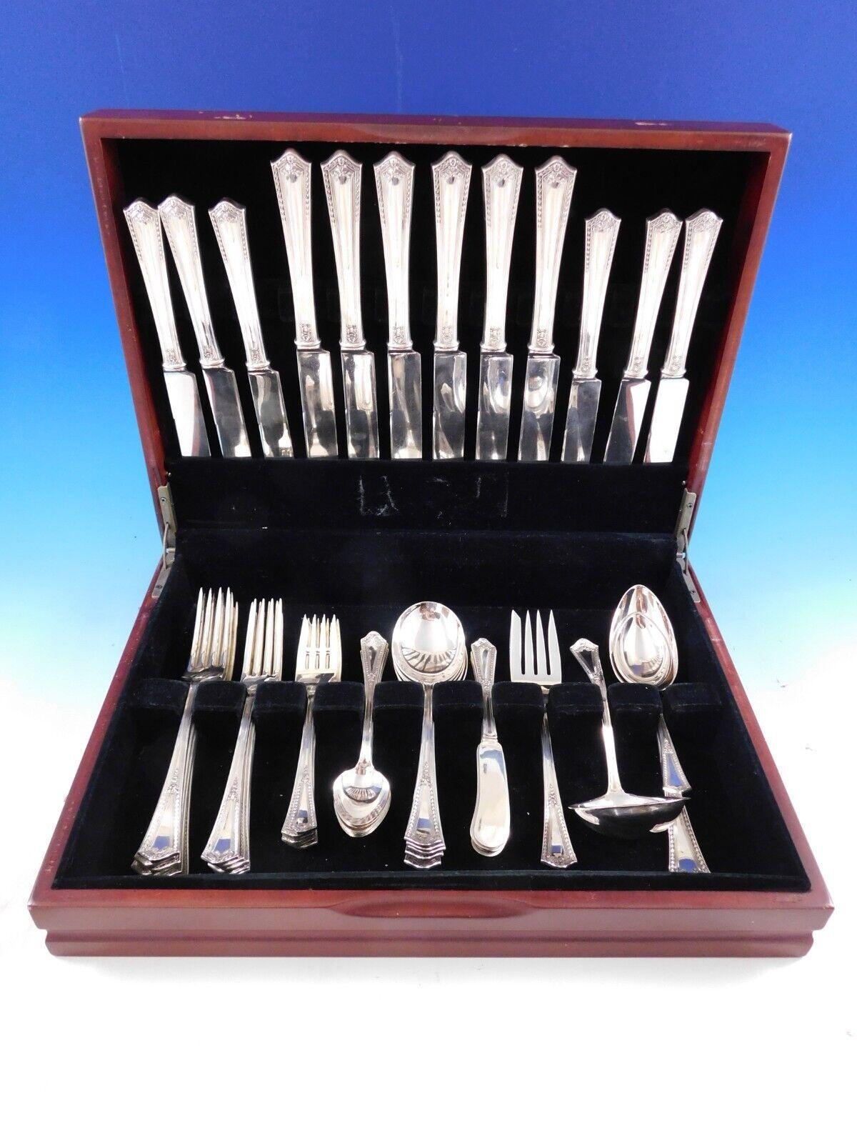 American Chesterfield by International Sterling Silver Flatware Set Service 52 pcs Dinner For Sale
