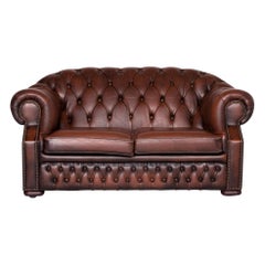 Chesterfield Centurion Designer Leather Sofa Brown Two-Seat Couch