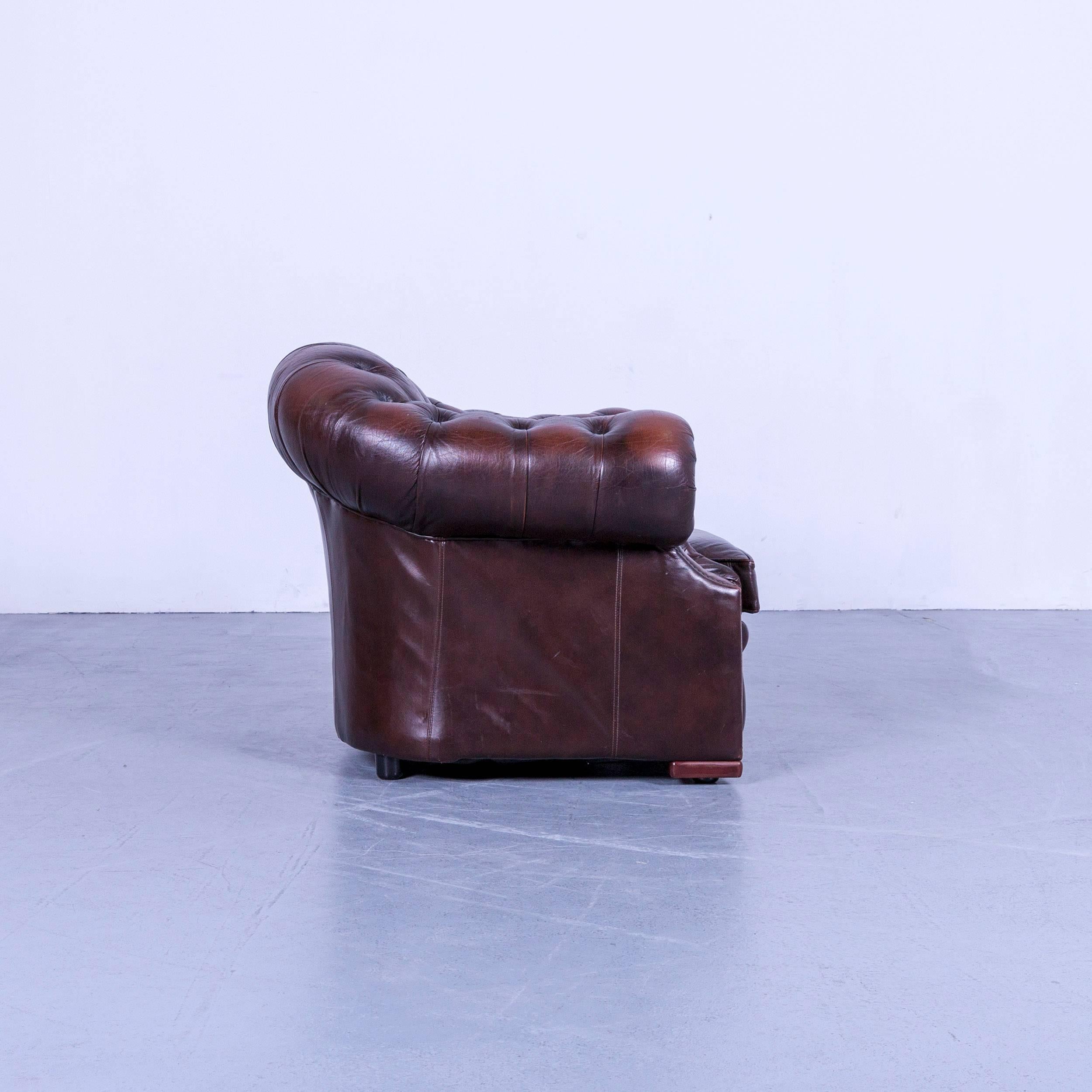 Contemporary Chesterfield Centurion Leather Armchair Brown One-Seat