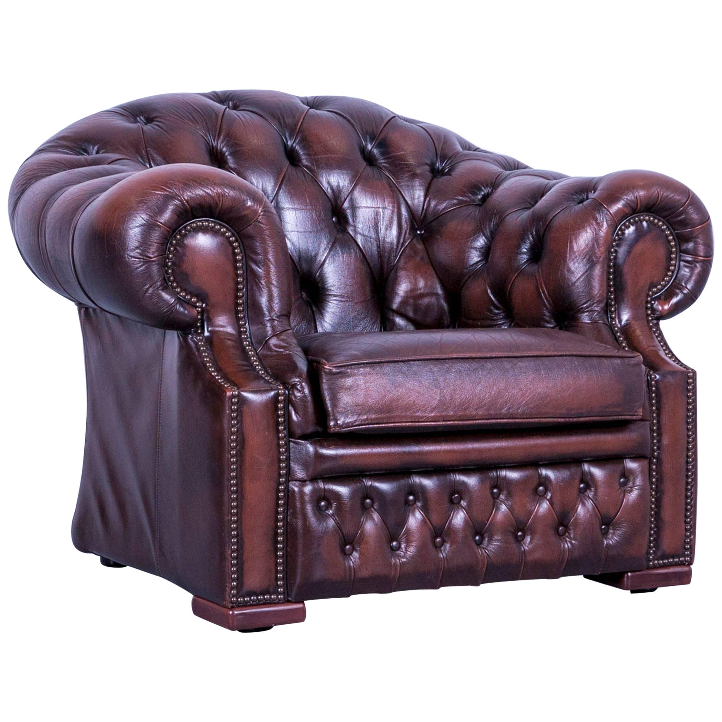 Chesterfield Centurion Leather Armchair Brown One-Seat