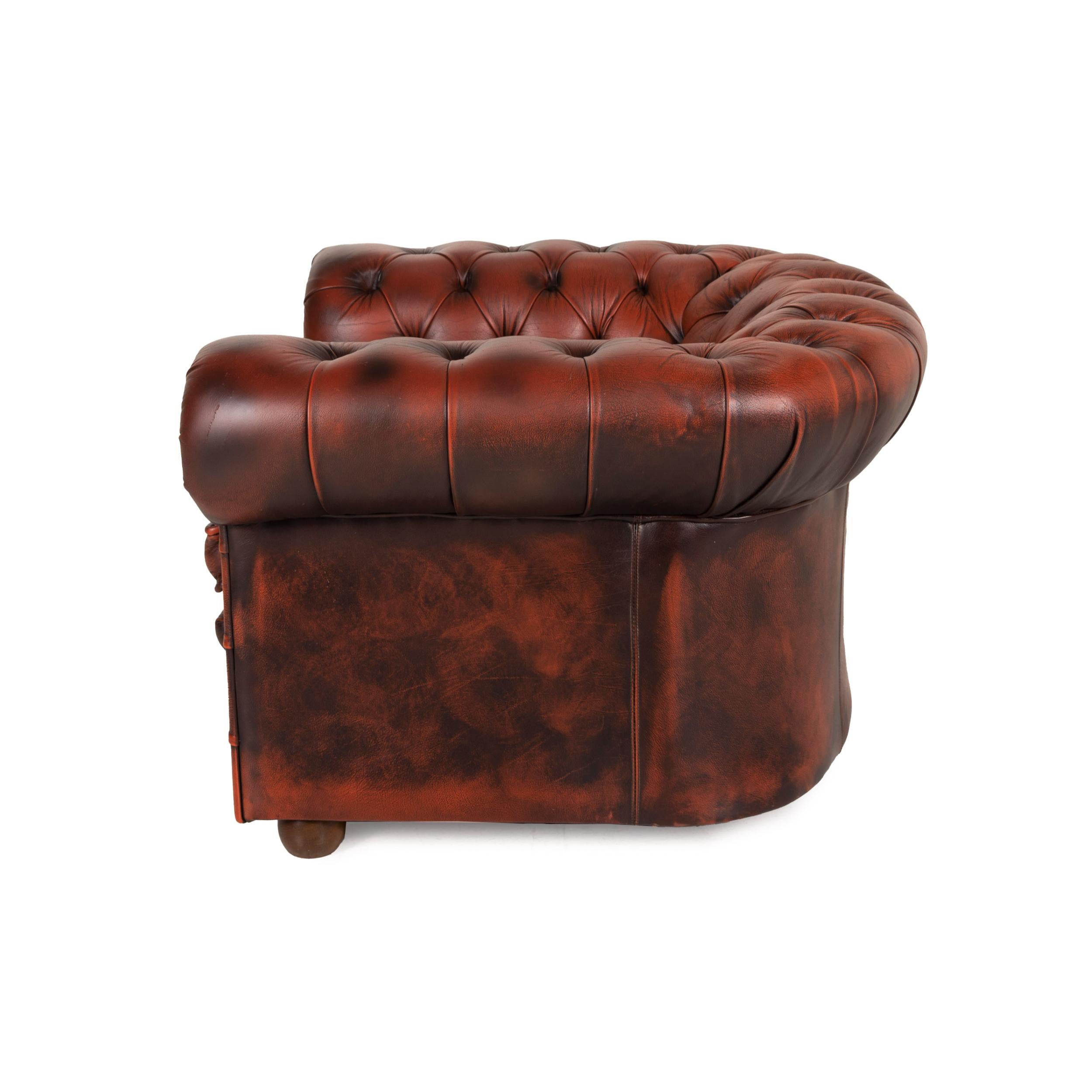Chesterfield Centurion Leather Armchair Brown Red 3