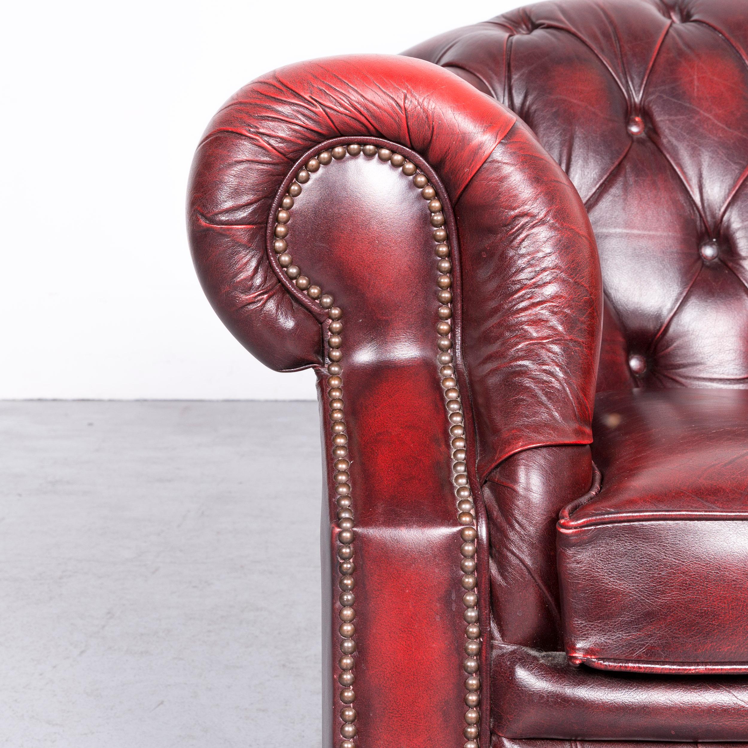 British Chesterfield Centurion Leather Armchair Red One-Seat Vintage Chair