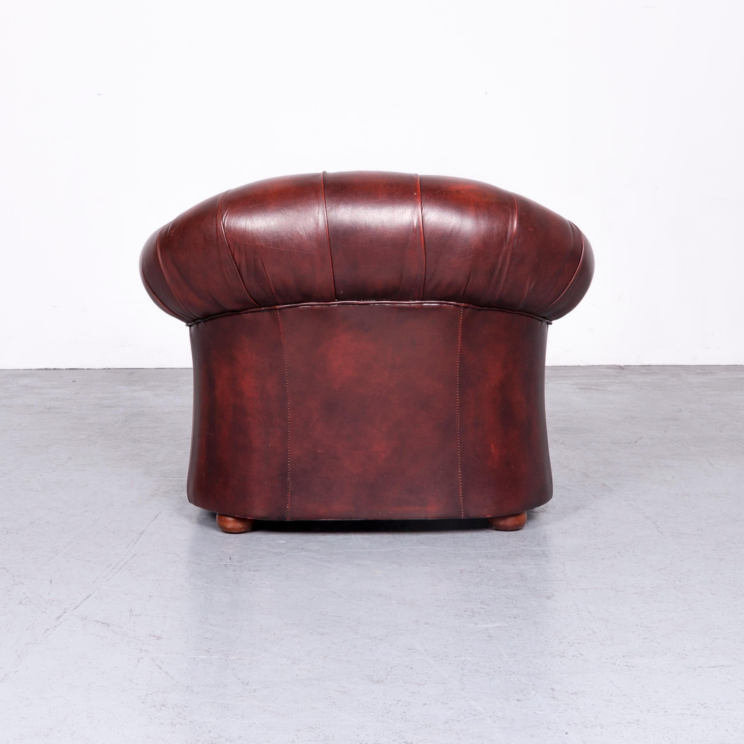 Contemporary Chesterfield Centurion Leather Armchair Red One-Seat Vintage Chair